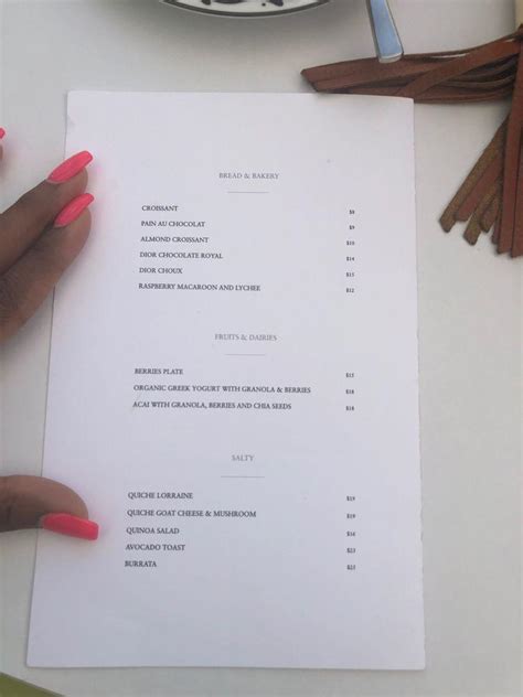 dior cafe miami menu price pdf